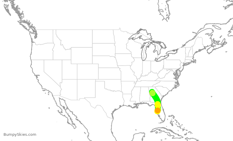 Turbulence forecast map for DAL1720, ATL to TPA