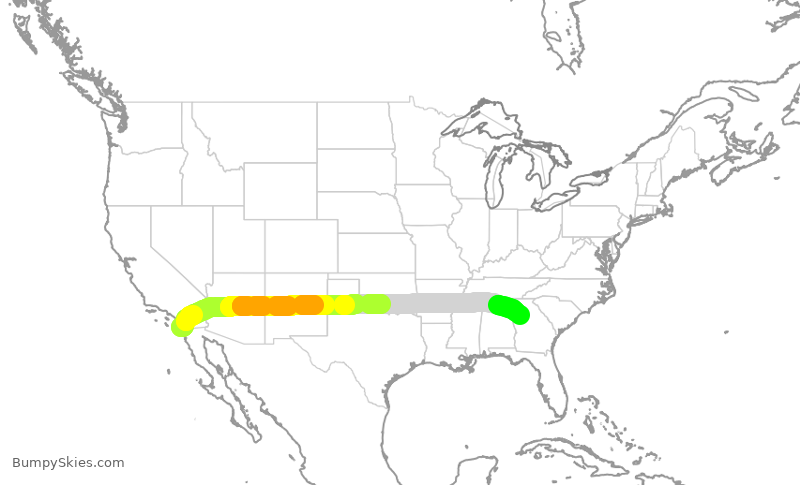 Turbulence forecast map for DAL1724, SAN to ATL