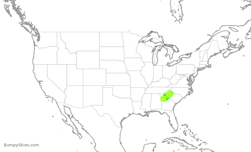 Turbulence forecast map for DAL1725, ATL to GSP