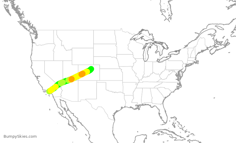 Turbulence forecast map for DAL1729, LAX to DEN