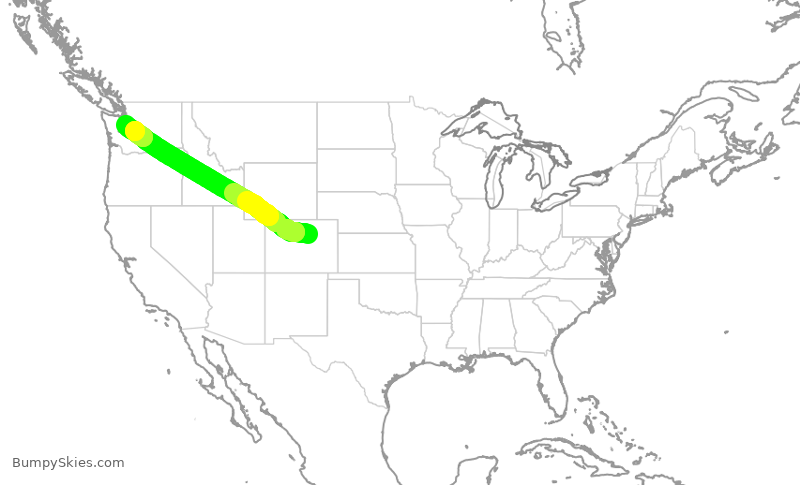 Turbulence forecast map for DAL1731, DEN to SEA
