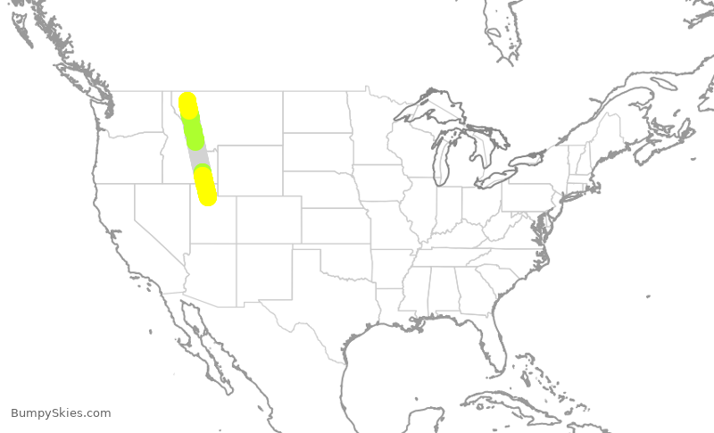 Turbulence forecast map for DAL1739, FCA to SLC