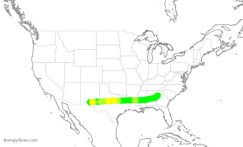 Turbulence forecast map for DAL1741, ELP to ATL