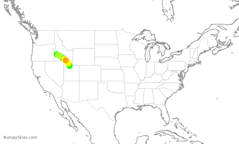 Turbulence forecast map for DAL1744, BOI to SLC