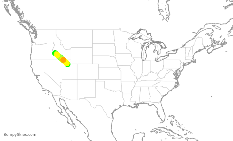 Turbulence forecast map for DAL1744, SLC to BOI