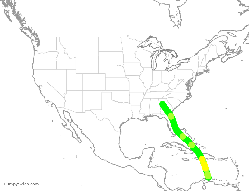 Turbulence forecast map for DAL1751, ATL to NCA
