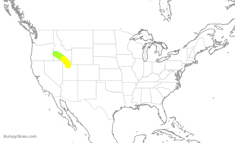 Turbulence forecast map for DAL1754, BOI to SLC