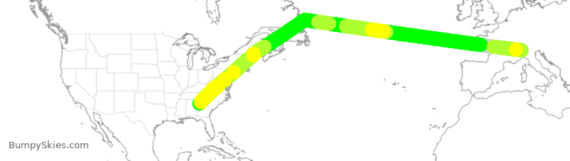 Turbulence forecast map for DAL175, IMC to ATL