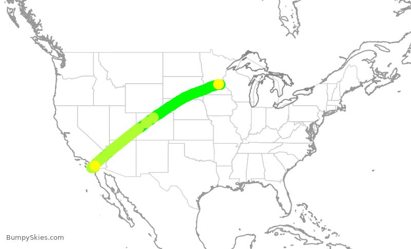 Turbulence forecast map for DAL1770, SAN to MSP