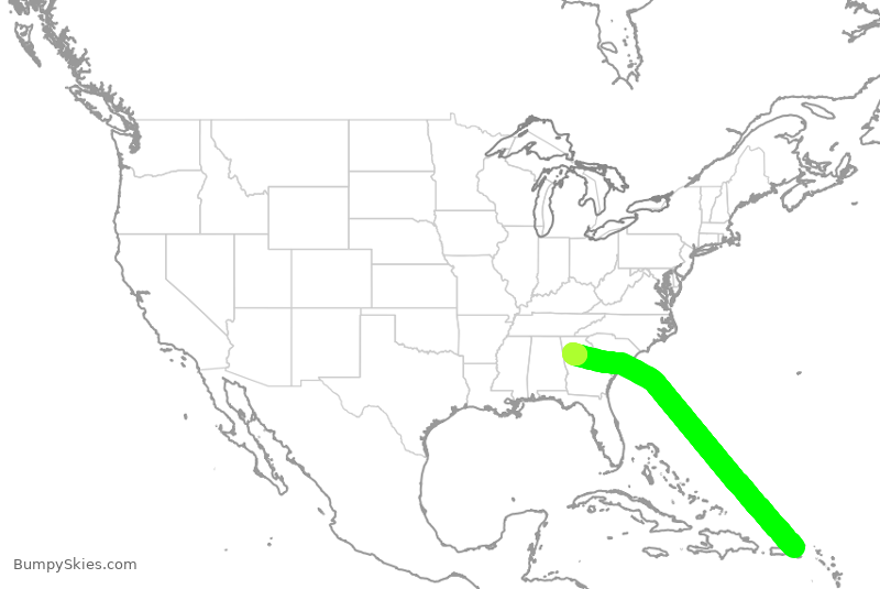 Turbulence forecast map for DAL1774, IST to ATL