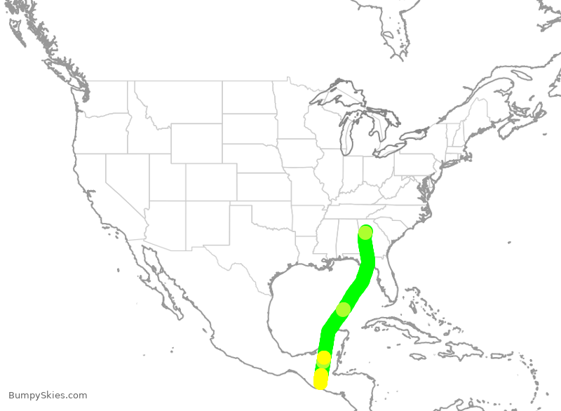 Turbulence forecast map for DAL1776, ATL to GGT