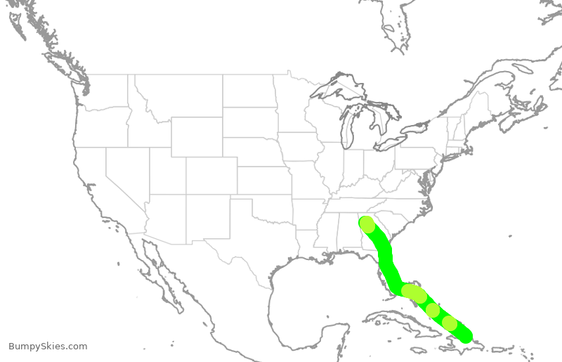 Turbulence forecast map for DAL1778, DPP to ATL