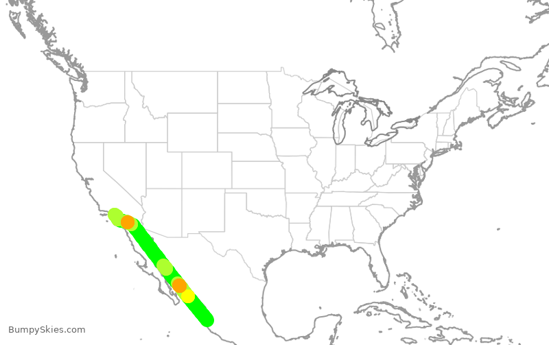 Turbulence forecast map for DAL1779, PVR to LAX