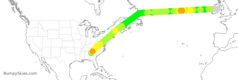 Turbulence forecast map for DAL177, IDW to ATL