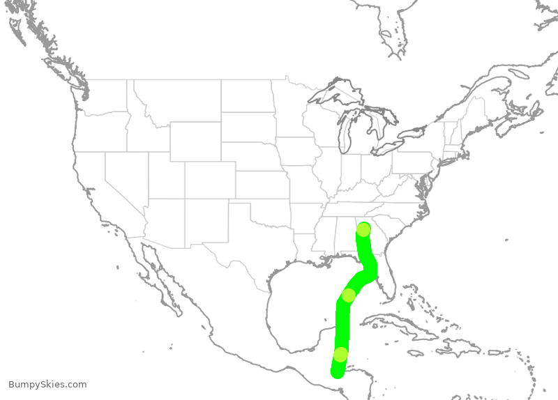 Turbulence forecast map for DAL1782, ATL to SAP