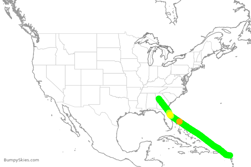 Turbulence forecast map for DAL1788, ATL to ANU