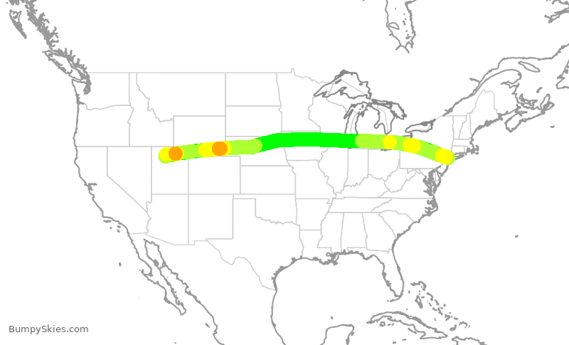Turbulence forecast map for DAL1792, SLC to JFK