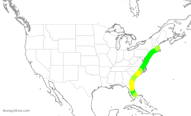 Turbulence forecast map for DAL1794, DJT to BOS