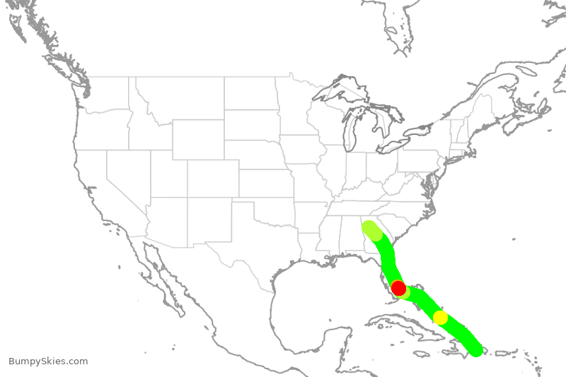 Turbulence forecast map for DAL1803, SDQ to ATL