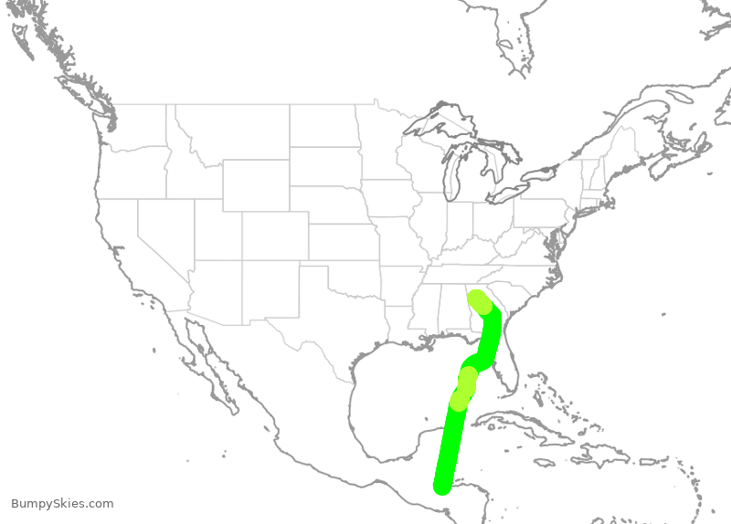 Turbulence forecast map for DAL1805, SAP to ATL
