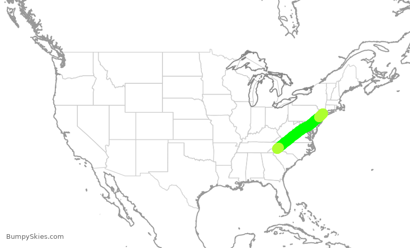 Turbulence forecast map for DAL1812, AVL to LGA