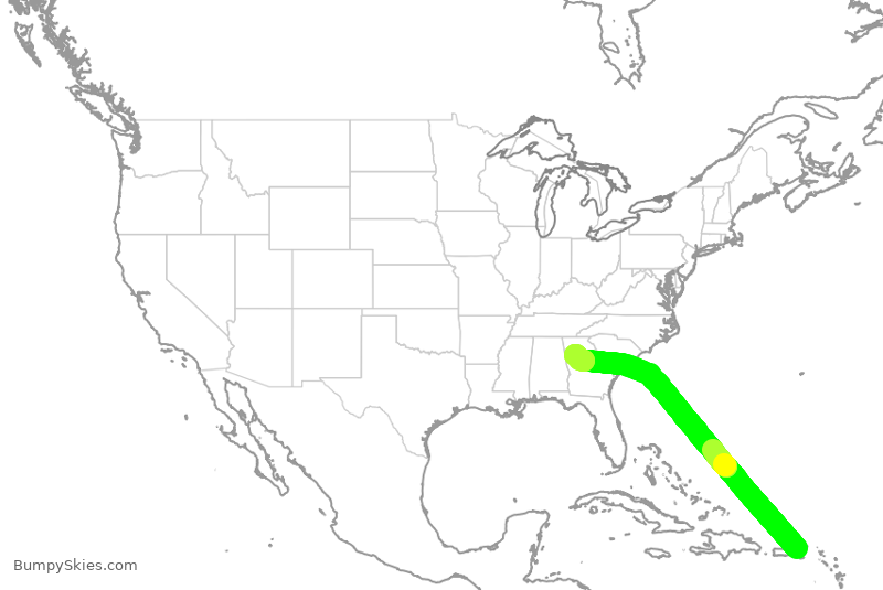 Turbulence forecast map for DAL1823, STT to ATL