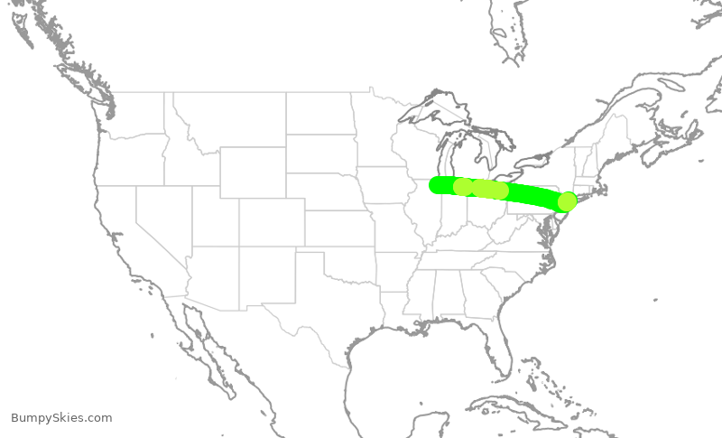 Turbulence forecast map for DAL1826, ORD to LGA