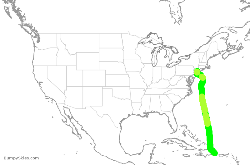 Turbulence forecast map for DAL1833, DPC to JFK