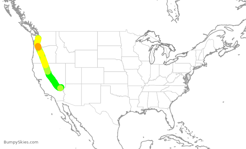 Turbulence forecast map for DAL1835, LAS to SEA