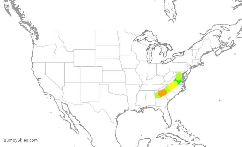 Turbulence forecast map for DAL1837, ATL to IAD