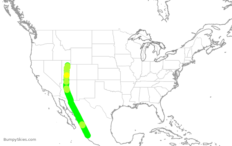 Turbulence forecast map for DAL1838, PVR to SLC