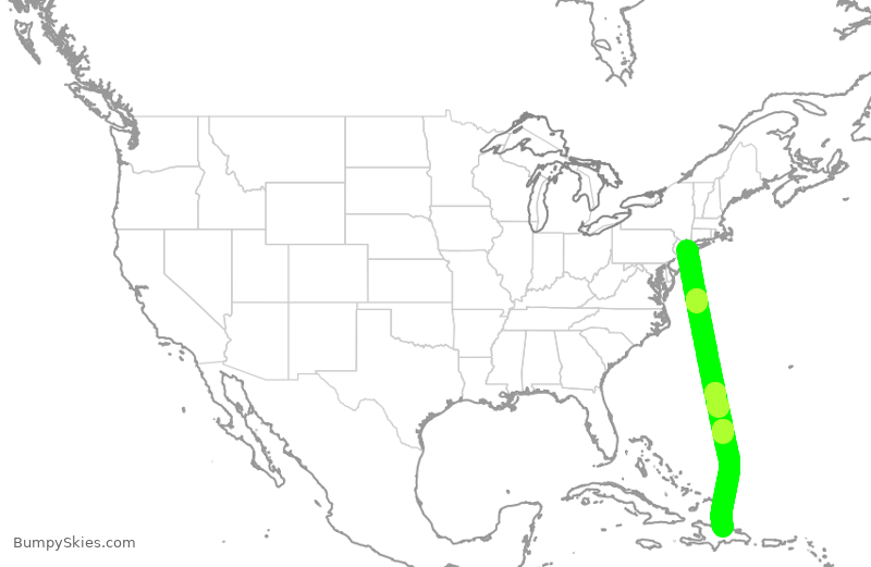 Turbulence forecast map for DAL1845, JFK to DST