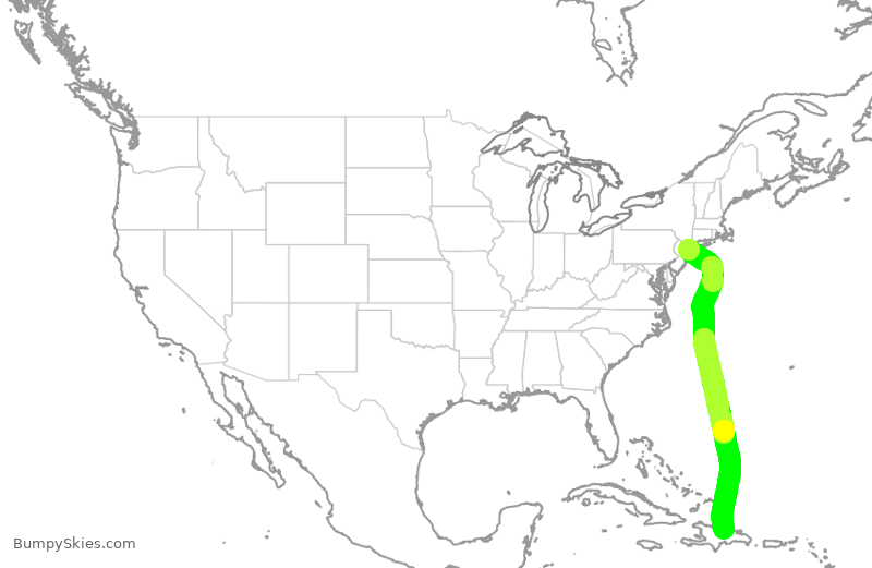 Turbulence forecast map for DAL1855, JFK to DST