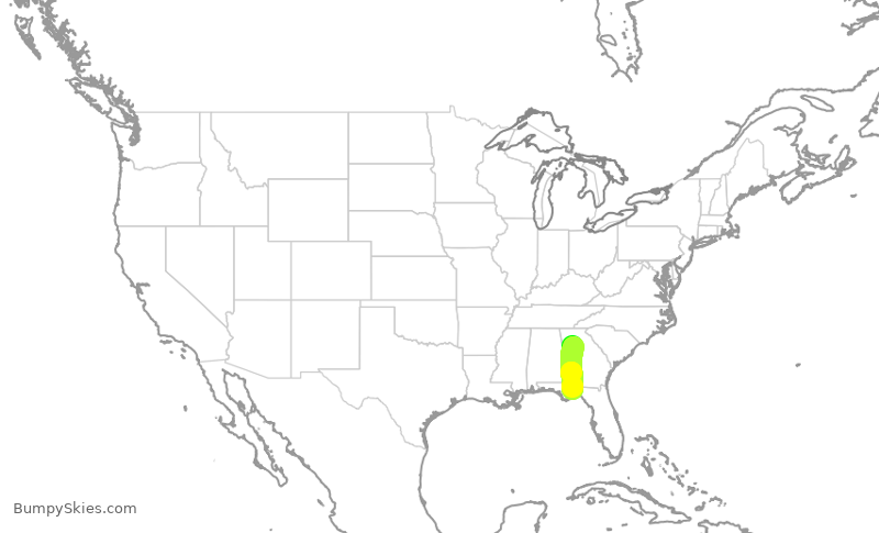 Turbulence forecast map for DAL1868, ATL to TLH
