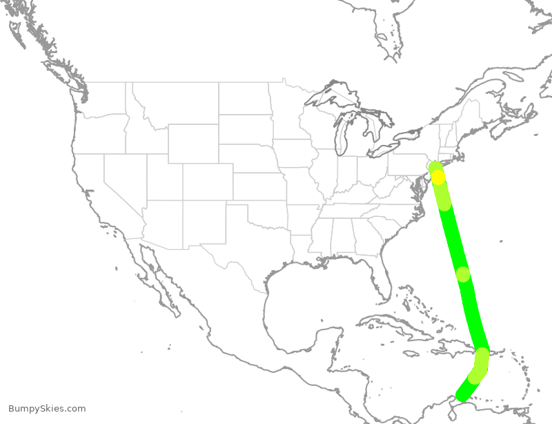 Turbulence forecast map for DAL1868, JFK to NCA