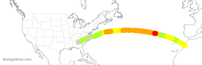Turbulence forecast map for DAL186, ATL to RAK