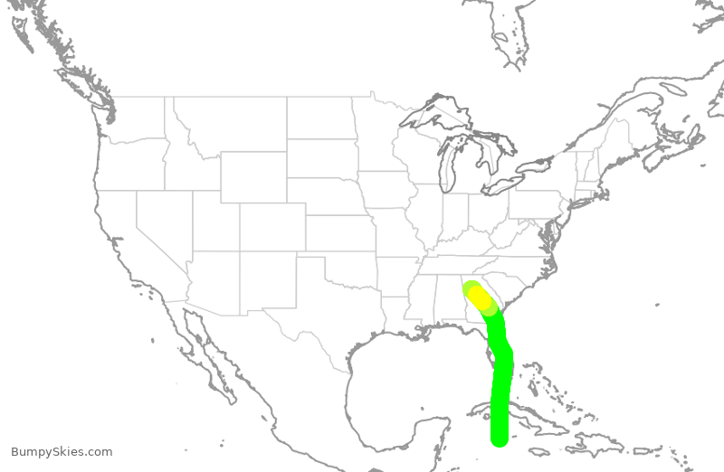 Turbulence forecast map for DAL1870, WCR to ATL
