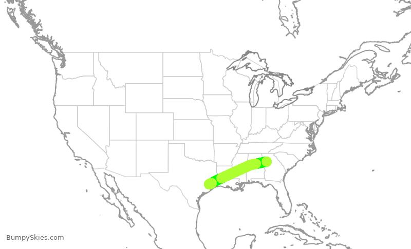 Turbulence forecast map for DAL1874, ATL to IAH