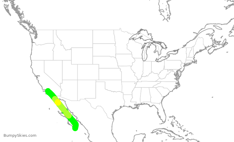 Turbulence forecast map for DAL1875, LAX to MSD