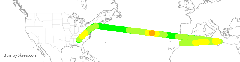 Turbulence forecast map for DAL187, MMX to ATL