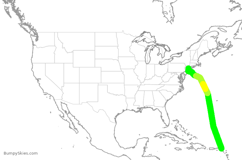 Turbulence forecast map for DAL1886, NCM to JFK