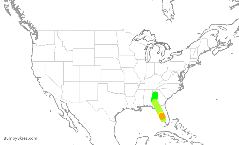 Turbulence forecast map for DAL1887, RSW to ATL
