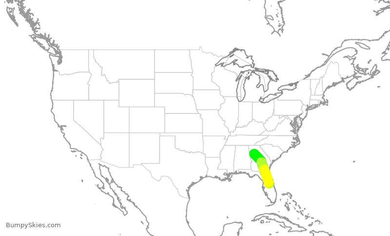 Turbulence forecast map for DAL1890, MCO to ATL