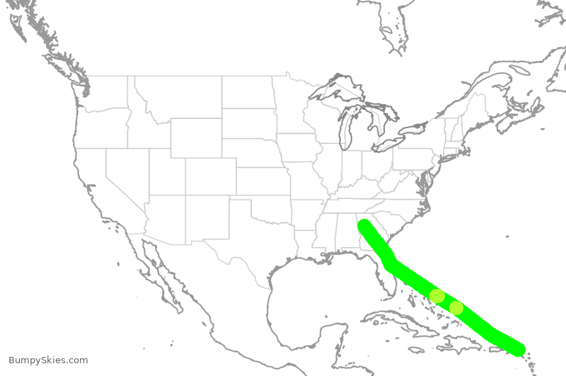 Turbulence forecast map for DAL1894, ATL to NCM