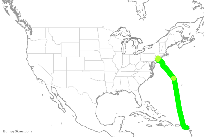 Turbulence forecast map for DAL1897, KPK to JFK