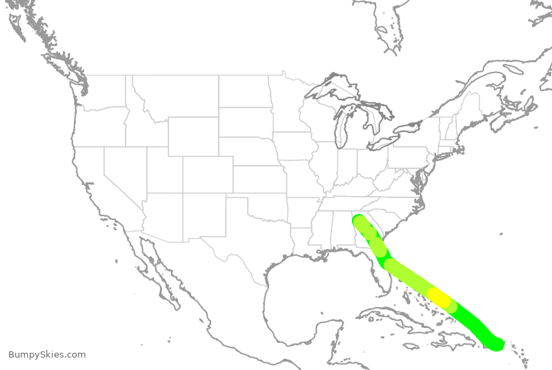 Turbulence forecast map for DAL1902, IST to ATL