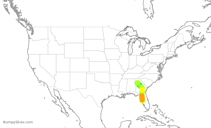 Turbulence forecast map for DAL1903, TPA to ATL