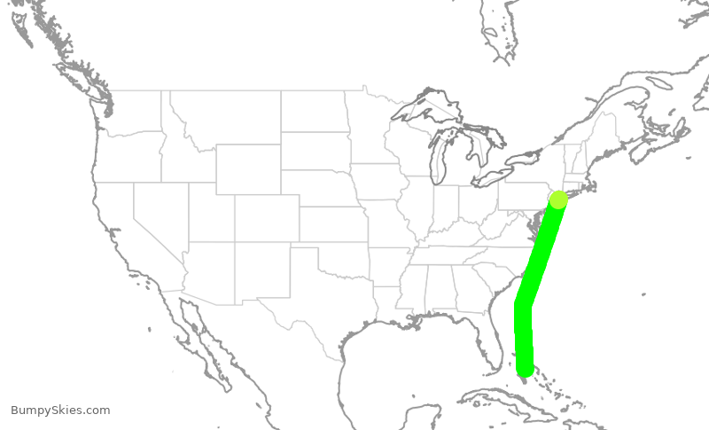 Turbulence forecast map for DAL1907, JFK to NAS