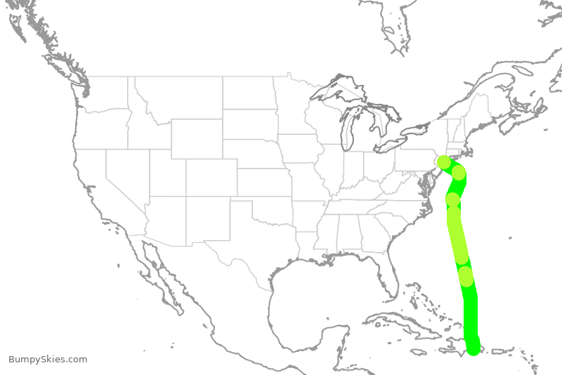 Turbulence forecast map for DAL1908, JFK to DSD