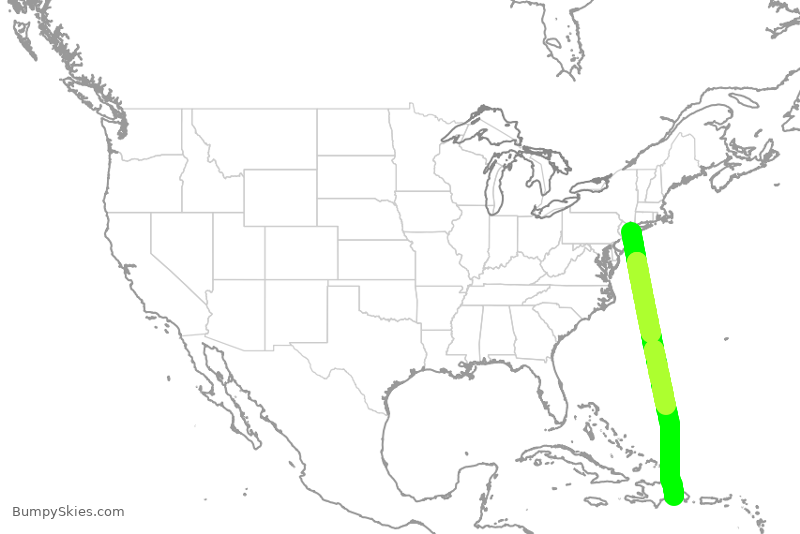 Turbulence forecast map for DAL1917, JFK to DSD